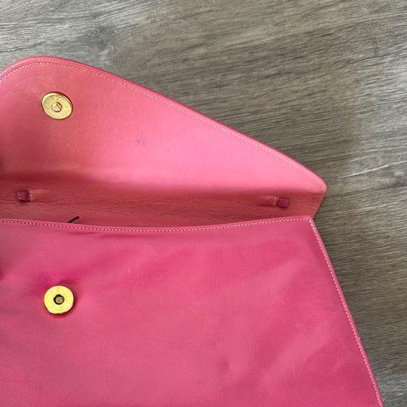 Vintage Mod Pink Goat Leather Clutch - Picture 3 of 16